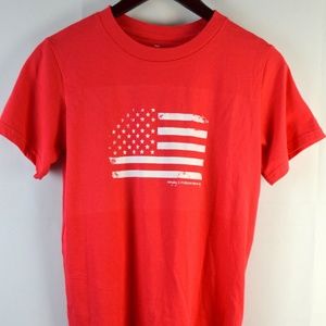 Peace Love World Kids Boy Flag T-shirt L Red